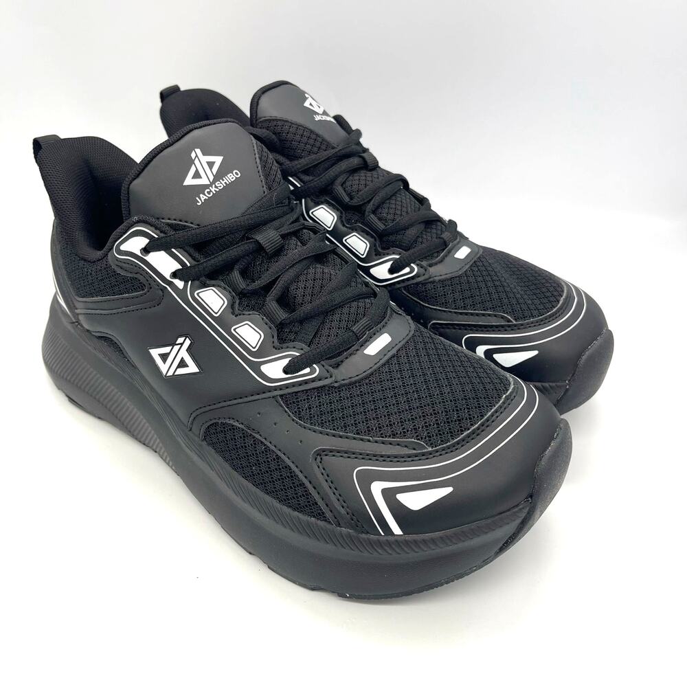Jackshibo 3036 Black Wide Toe Box Men's Shoes Size 10 Plantar Fasciitis Support